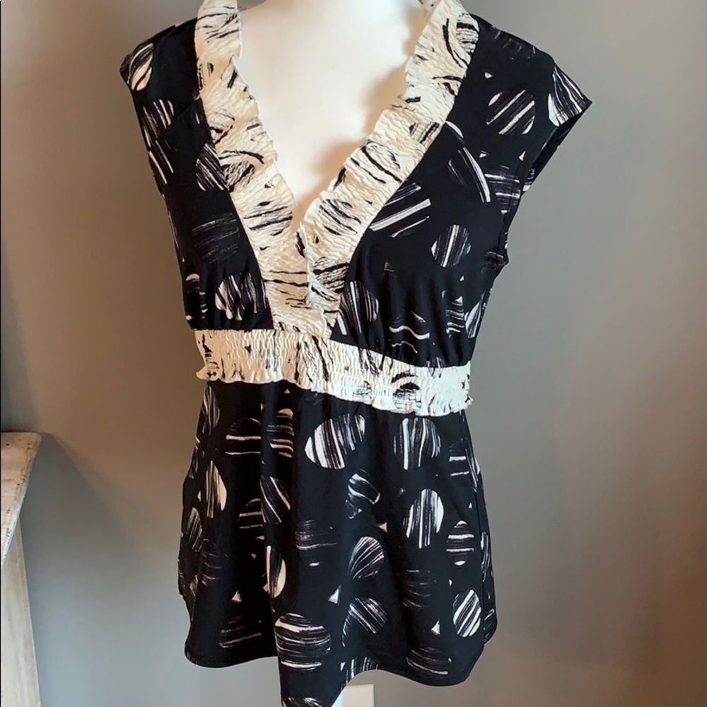 BCBG Capped Sleeve v-neck top